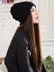 Mütze mit Synthetischen Haare, Braune Glatte Perücke, Perücke mit Hut WB016