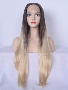 Dunkelbraun Ombre Blond Lange Synthetische Lace Front Perücke-SNY094