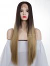 Schwarz Ombre Blond Lange Synthetische Lace Front Perücke-SNY077