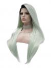 Hellgrüne Lange Glatte Synthetische Lace Front Perücke SNY319