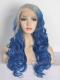 Grau Ombre Blau Wellig Lace Front synthetische Perücke SNY100