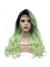 Schwarz nach Grün Lange Wellige Synthetische Lace Front Perücke SNY320