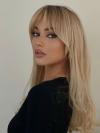 Blonde Ombre Lange Glatte Lace Front Echthaar Perücke HH188