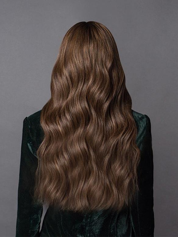 Braune Lange Wellige Full Lace Echthaar Perücke FLW040