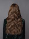 Braune Lange Wellige Full Lace Echthaar Perücke FLW040