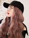 Basecap mit Synthetischen Haare, Rosa Wellige Perücke, Perücke mit Hut WB015