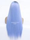 Blau Ombre Lange Glatte Sythetische Lace Front Perücke SNY214