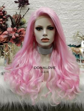 Rosa Ombre Lange Wellige Synthetische Lace Front Perücke SNY304