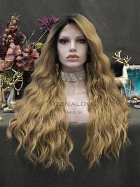 Blonde Ombre Lange Wellige Synthetische Lace Front Perücke SNY332