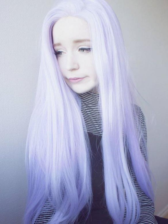 Lila gemischt Weiß Lange Gerade Synthetische Lace Front Perücke-SNY081 ...