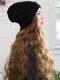 Mütze mit Synthetischen Haare, Braune Wellige Perücke, Perücke mit Hut WB011