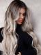 Braun Ombre Blonde Lange Wellige Full Lace Echthaar Perücke FLW66