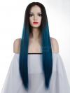 Schwarz Ombre Blau Lange Synthetische Lace Front Perücke SNY080
